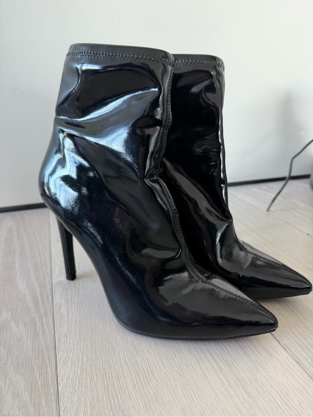 Jessica Simpson Black Patent Pointed Toe Stiletto Ankle Boots